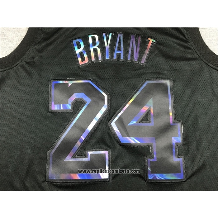 Camiseta Los Angeles Lakers Kobe Bryant #24 Iridescent Logo Negro